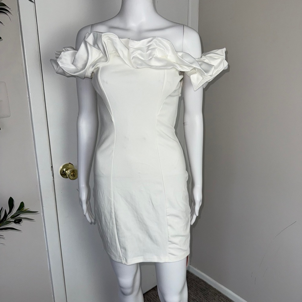 Micas Off Shoulder Ruffle‎ Dress Party Cocktail Bodycon Mini Dress Size Large